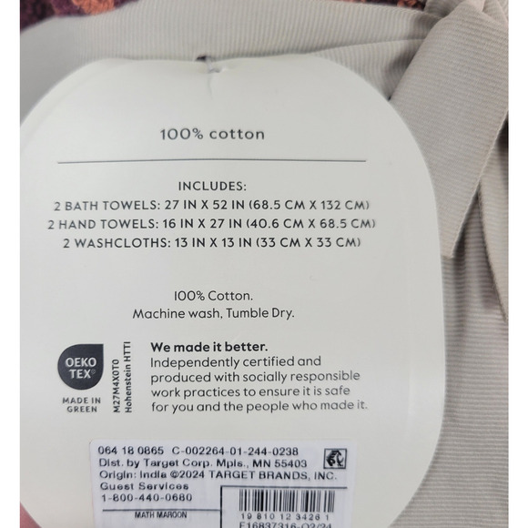 Threshold 6pc Bath Towel Set Plum - Picture 6 of 6